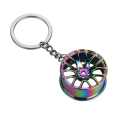 Styling Car Key Ring Zinc Alloy Tire Wheel design Key Chain - Rainbow Colour. 