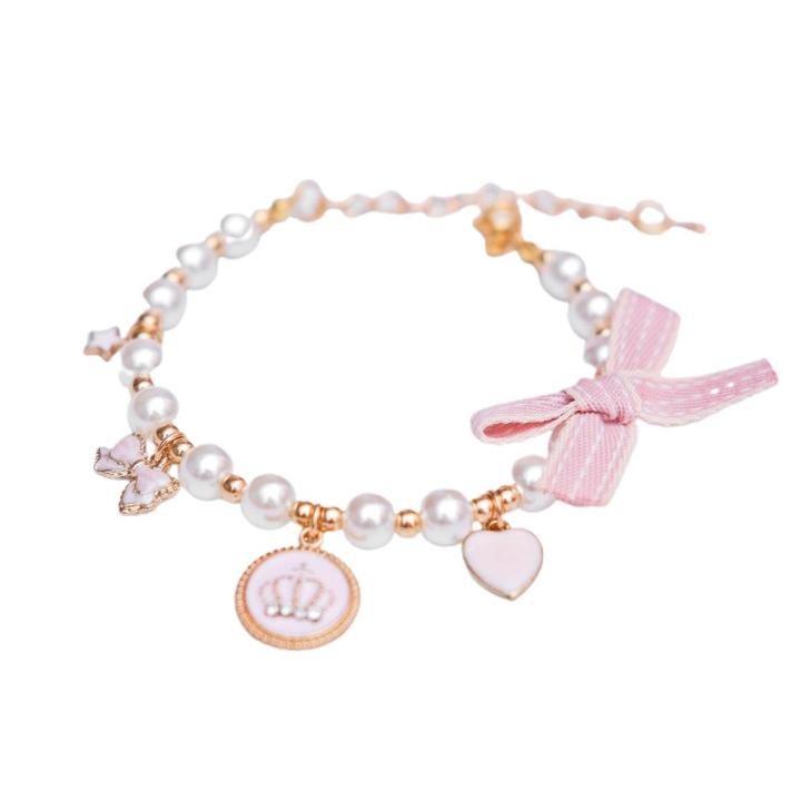 Decorative Cats Collar Vibrant Color Plastic Imitated Pearl Cat Necklace Pet Accessories