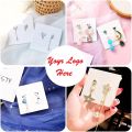 60 pcs Custom Print Jewellery Display Cards for Necklace Earrings Ear Studs Cardboard White Craft Hang Tag Card With Your  Logo Print. 