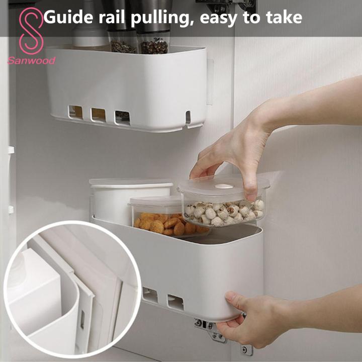 Storage Shelf Self-adhesive Kitchen Wall Hanging under Sink Organizer Storage Box