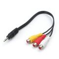 3.5mm Mini AV Male To 3 RCA Female Audio Video Cable Stereo Jack Adapter Cord. 