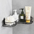 bathroom accessories shelfs for Room and Bathroom with sticky hooks/ Storage Hanging Shelf Organizer-Wall-Mounted washroom corner shelf Organizer, Shower Shampoo Holder, Bathroom Corner Frame, Corner Shower Shelf, Iron Shelf Stand,-black. 
