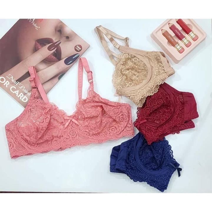 Pack Of 2 Non-Padded & Non-Wired Full Cover Full Net Transparent Bra A486