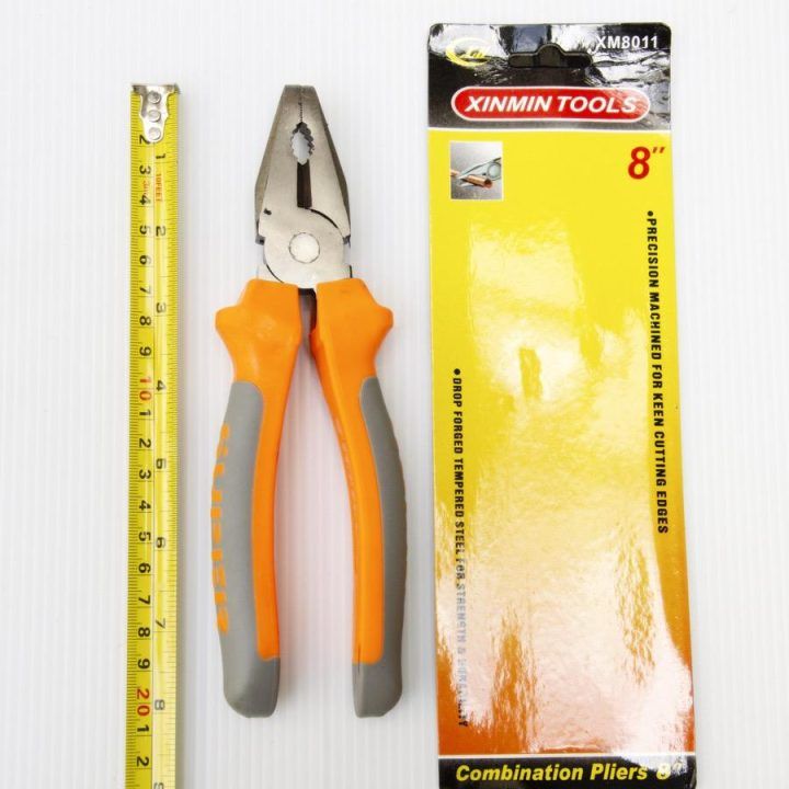 Professional Heavy Duty 8 Inches Combination Pliers (Plas) with Soft Plastic Grip Handles Tool big size