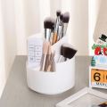 Rotating Pen Holder With Multiple Compartments, Office Home School Storage Box (White). 