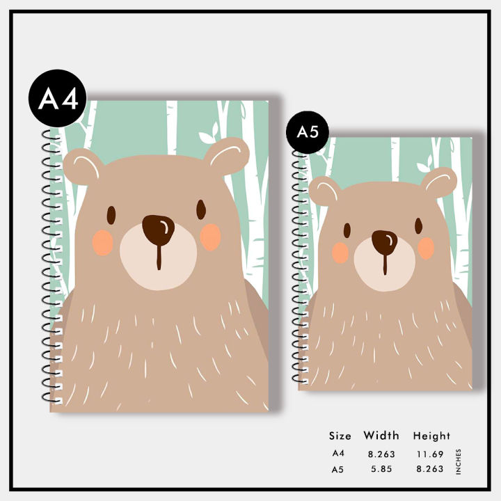 Spiral Notebook A4 or A5  -  Cute Bear
