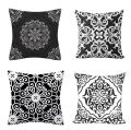 Techmanistan Pack of 5 - Random Design Black & White Geometric Cushion Covers, Throw Pillow, Decorative Case, Without Filling. 