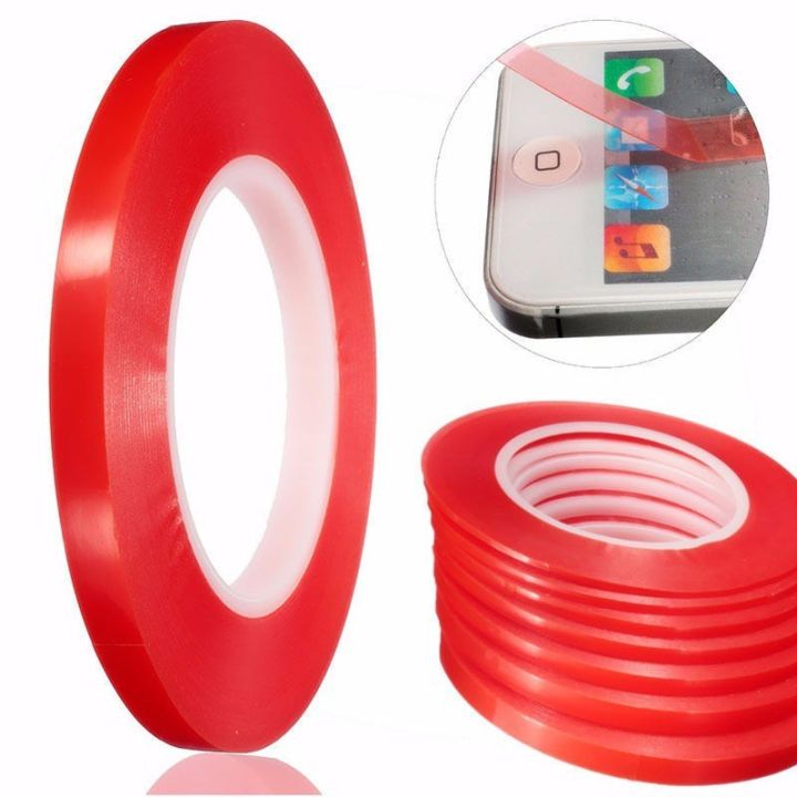 1 Roll 2 mm wide 15 feet length High Strength Acrylic Gel Adhesive Double Sided Tape Red Adhesive Tape For Mobile Phone Stickers LCD Screen Strong Permanent Tape Double Sided Tape Heavy Duty Mounting, Waterproof Foam Tape NOTE random color will be deliver