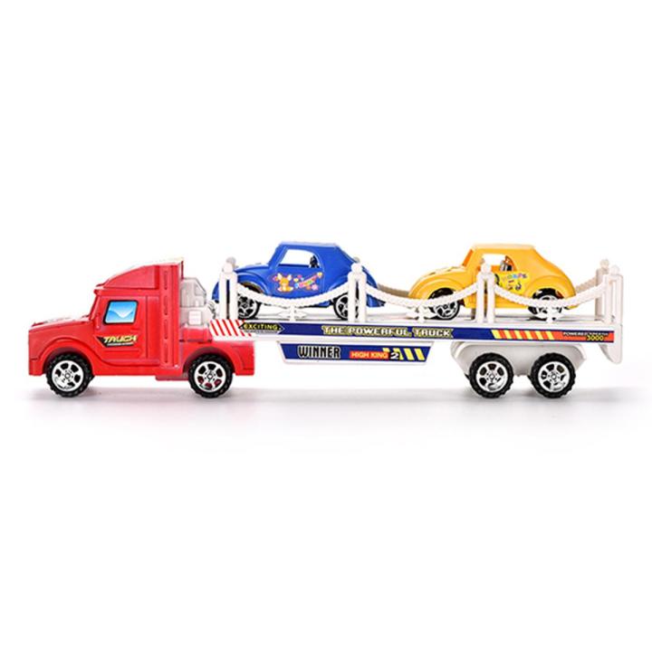 Friction Powered Car Transport Truck Container With 2 Cars Or Bike Toys For Kids Boys Baby Toy Vehicle