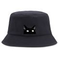 Big Eyes Cat Black Cartoon Printing Fashion Men'S Bucket Hat Uni Harajuku Men Fishman Cap Casual Fishing Bob Hats For Women. 