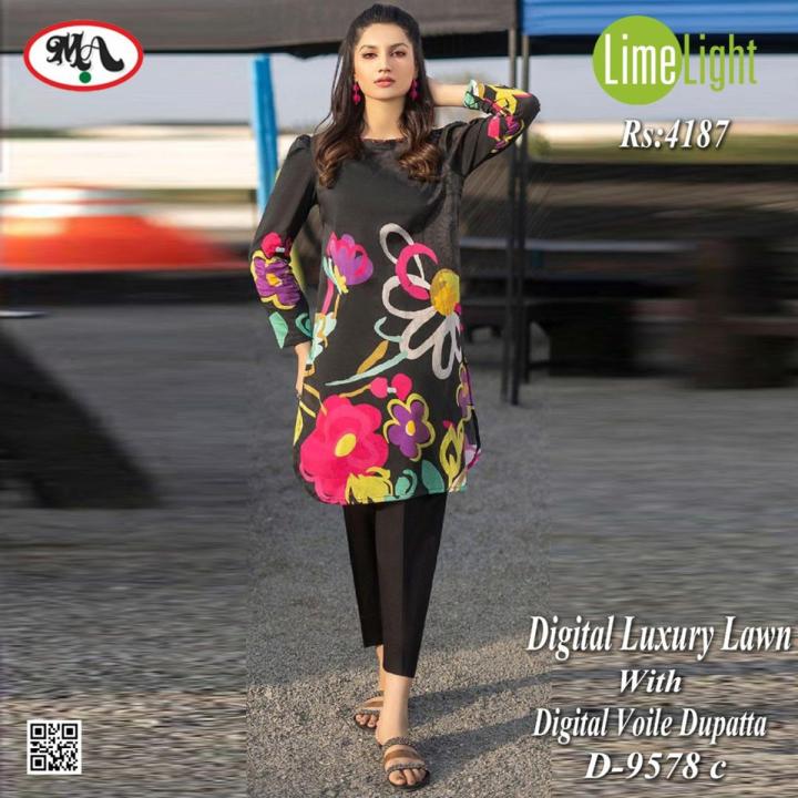 Digital Luxury Lawn With Digital Voile Dupatta