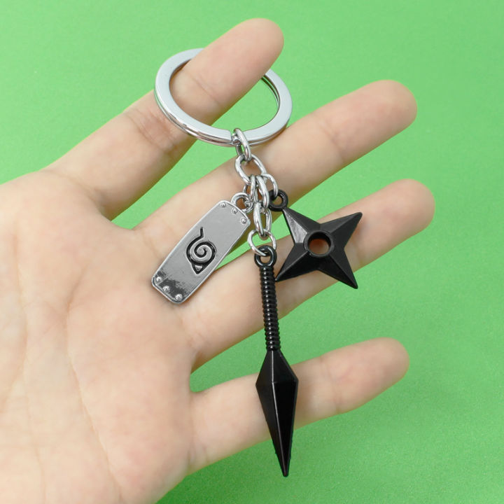 Key Chain Anime Cosplay Props Headband Kunai Shuriken Shuriken Model Key Ring Cartoon Cute Metal