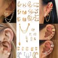 Enacolor Gold Color Leaves Ear Cuff Black Non-Piercing Ear Clip Earrings for Women Men  Cartilage Earring Cuff Jewelry Wholesale. 