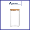 AKHPAL  Glass Jar Wooden Lid For Food Storage Containers Set , 1 piece 1400ml Airtight Jar With Lids, Kitchen Wooden Jars Canisters For Sugar, Candy, Cookie, Rice And Spice Jars Transparent (set Of 1,1400 ml). 