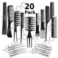 10 Pack Hair Stylists Styling Comb Set with 10 Pack Duck Bill Clips Salon Barber Anti-static Hair Combs Styling Comb set Hair Styling Comb with 10 Silver Metal Clips. 