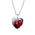 Cross-border jewelry Korean boy group stray kids heart shaped time gem peach heart pendant stray boy necklace. 