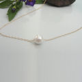 Single Pearl Moti Golden Chain Necklace + Bracelet for Girls. 