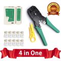 Network LAN Ethernet Cable Crimping Tool with Crimper Cutter, Network Cable Tester and 10 RJ45 Connectors. 
