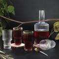 Jug and Glass Water Sets of 5- Drinkware Fancy water Set - Vertical Stripe Fluted Bottom Design. 