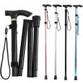 Folding Cane Foldable, Adjustable, Lightweight Aluminum Offset Walking Cane Collapsible Walking Stick - Black. 