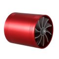 Double Turbine Turbo Charger Air Intake Gas Fuel Saver Fan for Car (red). 