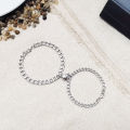 Broken Heart Love Magnetic Bracelet for Men and Women & Girl, Bracelet for fashion lover attracting silver couple bracelets. 