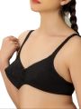 Bebelle, Tulips, Bra for girls and women, Casual Bra, Cotton Fabric Bra, Black, B Cup/C Cup. 