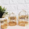 Birdcage Metal Gold Color Premium Quality New Decorative Design Hanging Bird Cage Gift Card Holder Centerpieces Vintage Wedding Cage. 