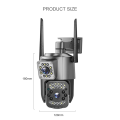 Dual Lens CCTV Camera with 2MP + 2MP resolution, V380 Pro WiFi Outdoor Smart IP Camera with Full-Color Night Vision, Motion Detection, Waterproof Housing, Wireless Home Security System, Real-Time Remote View, Smart Surveillance for Home & Office. 