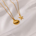 Vintage Starfish Necklaces For Women Gold Color Stainless Steel Pendant Shell Necklace Aesthetic Summer Jewelry Gift bff. 