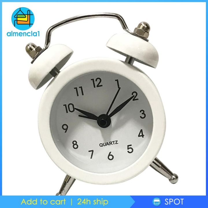 [🆕ALM1-10--] Battery Powered Quartz Alarm Clock, Loud Twin Bell, Bedside Clocks White