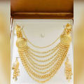 Gold Platted Latest Design Bridal Set with 9 Layer Katmala Look. 