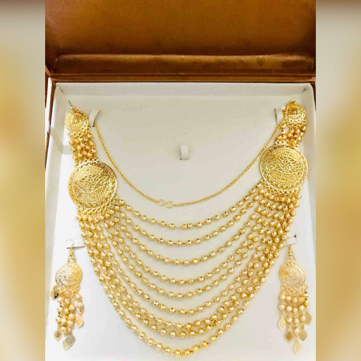 Gold Platted Latest Design Bridal Set with 9 Layer Katmala Look