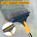 Floor Scrub Brush with Long Handle, Adjustable Magic Broom Brush 2 in 1 Cleaning Scrub Brush 120 Degree Triangular Rotating Brush Head Removable Crevice Cleaning Brush with Squeegee. 
