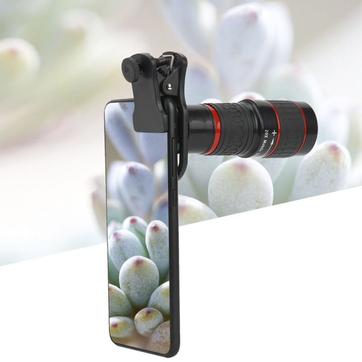 20X Long Focus Zoom Telephoto Lens with Clip for Smart Phone PC Black