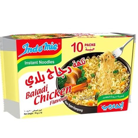 Indomie Baladi Chicken Flavour Noodles 70 gm (Pack Of 10 Pcs) (KSA Imported)