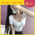Inner baju baju tshirt Baju kemeja dada ketat Xiao-t-shirt lengan pendek t-shirt wanita ramping atasan kelab malam seksi berpakaian rendah garis leher besar halter belakang baju perempuan blouse korean style blouse. 