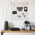 35*35cm Ins Style Metal Grid Wall Postcards Iron Mesh Photos Frame Display Home Bedroom DIY Decoration Square Decorative Shelf. 