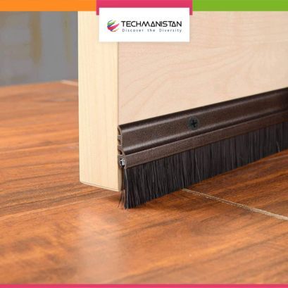 Techmanistan Door Seal Bottom, Door Air Gap Nylon Brush Sheild, Nylon Brush Type Door Fitting Bottom with Aluminum Frame for Gap 2-38mm, Door Seal Aluminium Plate with Nylon Brush