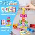 Wooden Number Building Blocks - 20Pcs Stacking for 3+ Years Old Kids, Digital Building Blocks, 1-10 Digital Blocks Toys, Balance Competition Toy, Educational Gift for Boys and Girls. 