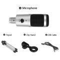 USB Microphone,Cardioid Metal Condenser for Karaoke Recording Microphone with Noise Suppression,Plug & Play,Latency-Free with with Tripod Stand for _YouTube-K669 Gaming Recording PC,Laptop,Conferences, Chat,Live Broadcast_ silver Color. 