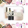 Pearled Bride Makeup Bag Luxury Creative Travel Bride Cosmetics Bag Cosmetic Storage Wedding Toiletry Bag for Bridal Shower Wedding Day Bridesmaids Honeymoon Travel Beauty Essentials. 