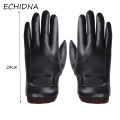 ECHINDA Winter Outdoor Faux Leather Waterproof Full Finger Touch Screen Gloves. 