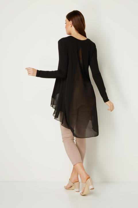 Black Chiffon Dipped Hem Top for Women in Pakistan
