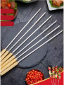 (Pack of 6) Reusable Flat Barbecue Skewers Set with Wooden Handle. 