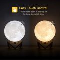 Full Moon Lamp, LED Lunar Night Light Remote Control Table Lamp Dimmable Brightness 16 Main Colors, 4 Light Conversion Modes with USB Charging Moonlight Gift with Wooden Holder. 