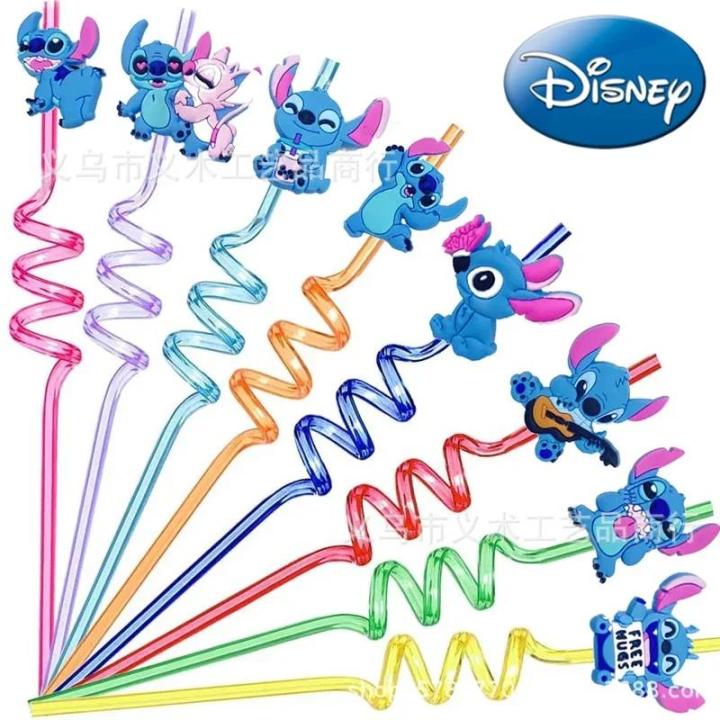 Disney Stitch Figure Reusable Straws Anime Stich Kawaii Lilo Stitch Kids Birthday Party Decoration Supplies Christmas Gifts
