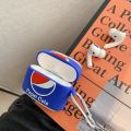 Airpods_Pro Case Soft Silicone Blue Pepsi Cover with Bag Hook Clip Keychain for Airpods_Pro EarPhones Drink Can Shaped Protective Cool Fun Cute Lovely Special Girls Men Guys. 