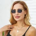 New Metal Frame Sunglasses Vintage Wooden Glasses Legs Neutral Round Frame Sunglasses Small Frame Women's Trendy Accessories. 