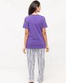 Pack of 2 -Purple Tshirt + Printed Pajama For Women. 